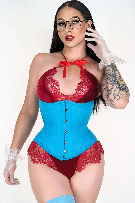 Corset in light amber-Artemis Hourglass Silhouette Corset In Aqua Designed by Lucy's Corsetry