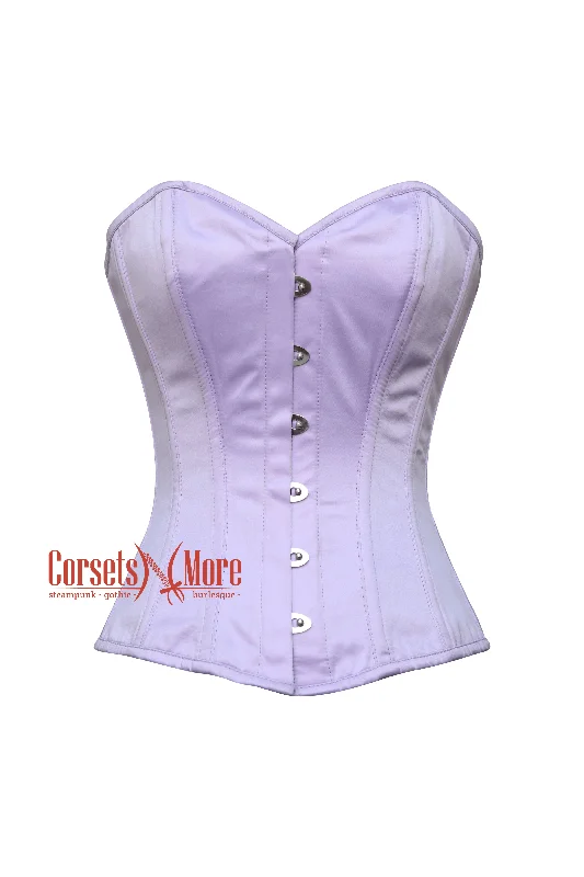 Corset for subtle style-CorsetsNmore Women’s Lilac Satin Overbust Lavender Corset Waist Training Gothic Christmas Costume