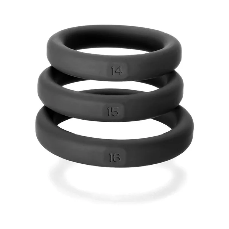 cock ring melody-Perfect Fit Xact-fit Silicone Rings S-m (#14, #15, #16) Black