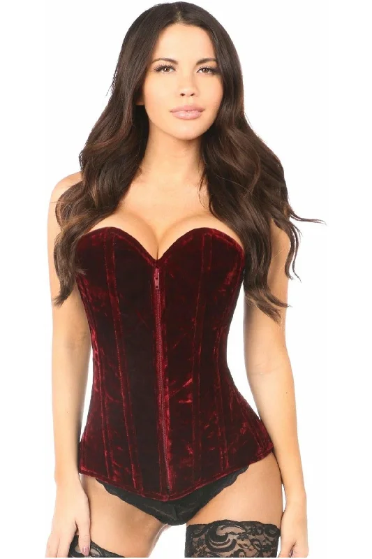 Corset dress in sparkling teal-Lavish Red Crushed Velvet Overbust Corset