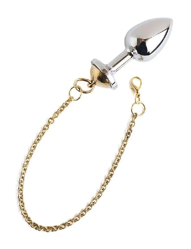 BDSM toy whip grips-Tetine Stainless Steel Butt Plug w/ Chain