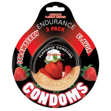 Sex toys for duo playtime-Endurance Strawberry Flavored Condoms - 3 Pack