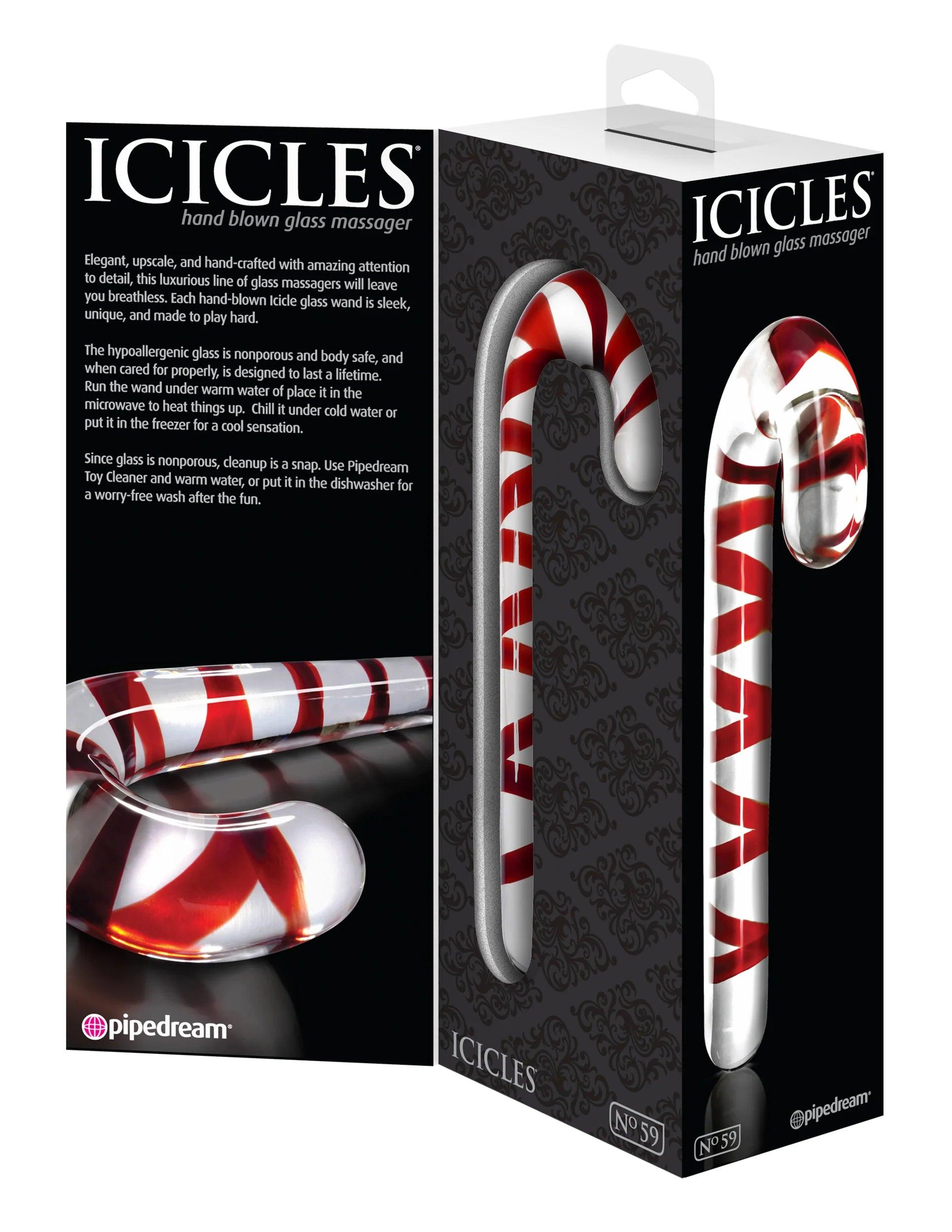 silk-finish-dildo-Icicles No 59 Candy Cane Glass Massager