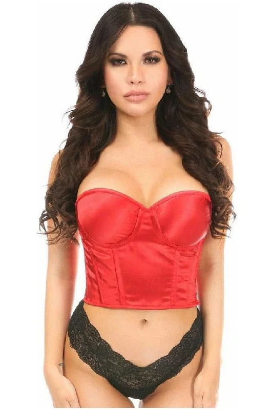 Rechargeable anal pulse beads-Lavish Red Satin Underwire Bustier