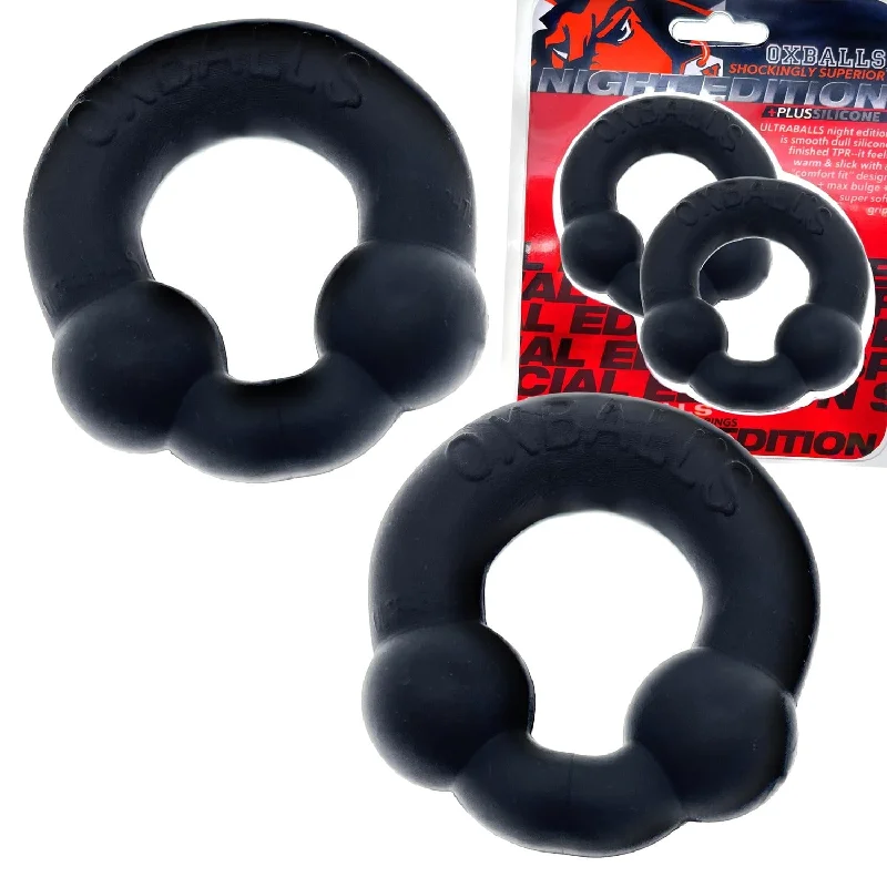 cock ring spill-Oxballs Ultraballs 2pk Cockrings Special Edition - Night Black