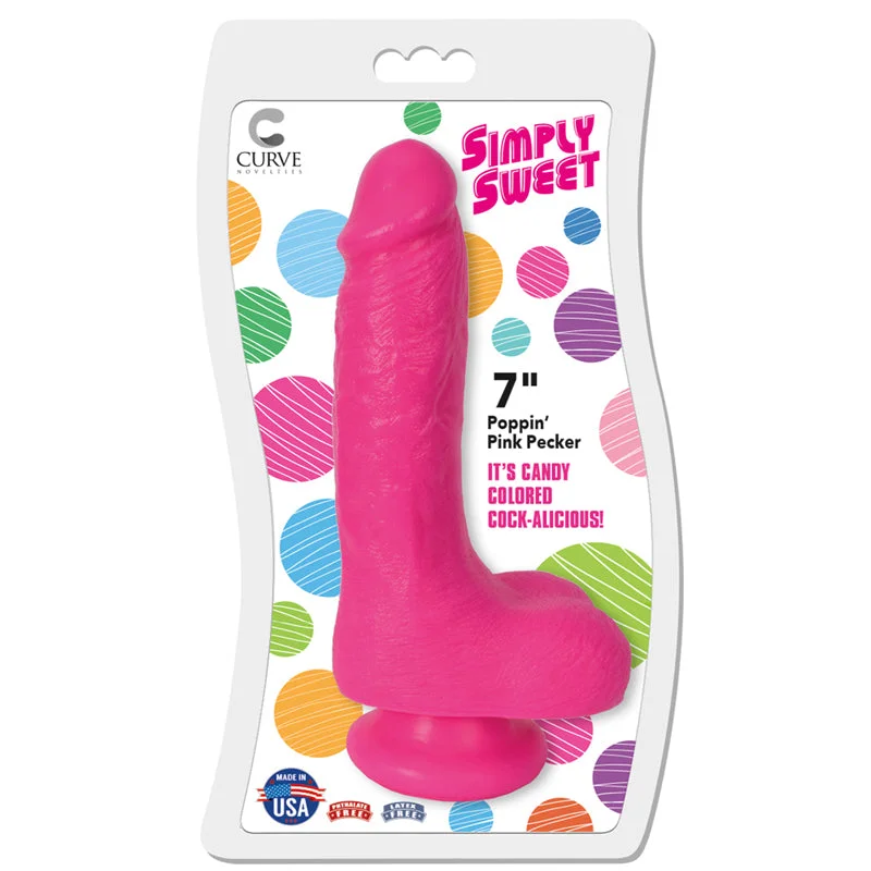 coil-power-dildo-Simply Sweet Poppin Pink Pecker 7 inches Dildo