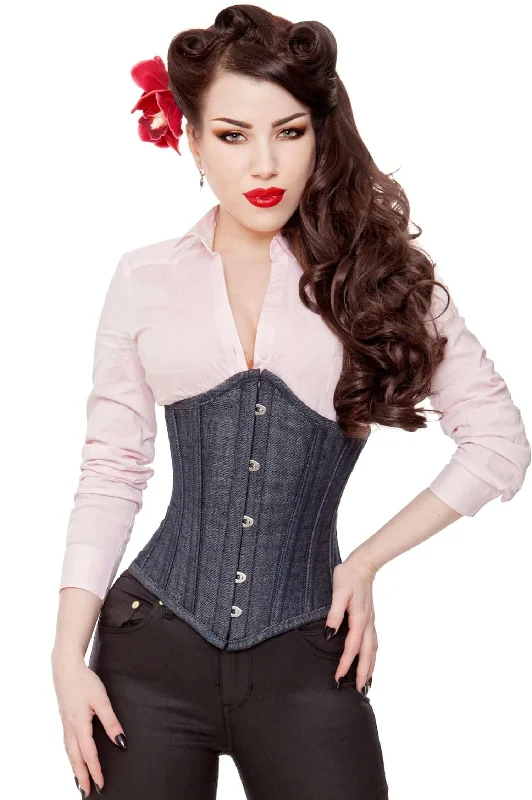 Corset for soft shaping-Long Denim Waist Training Steel Boned Corset Cincher