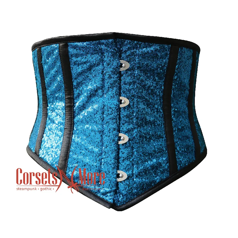 Corset dress in pale violet-Baby Blue Sequins Corset Waist Cincher Christmas Corset Underbust Top