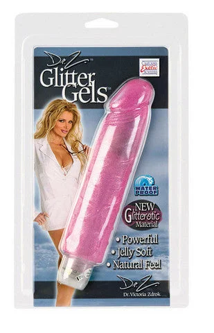 Vibrator iconic brand-Dr. Z Glitter Gels Vibrating Dong - Pink