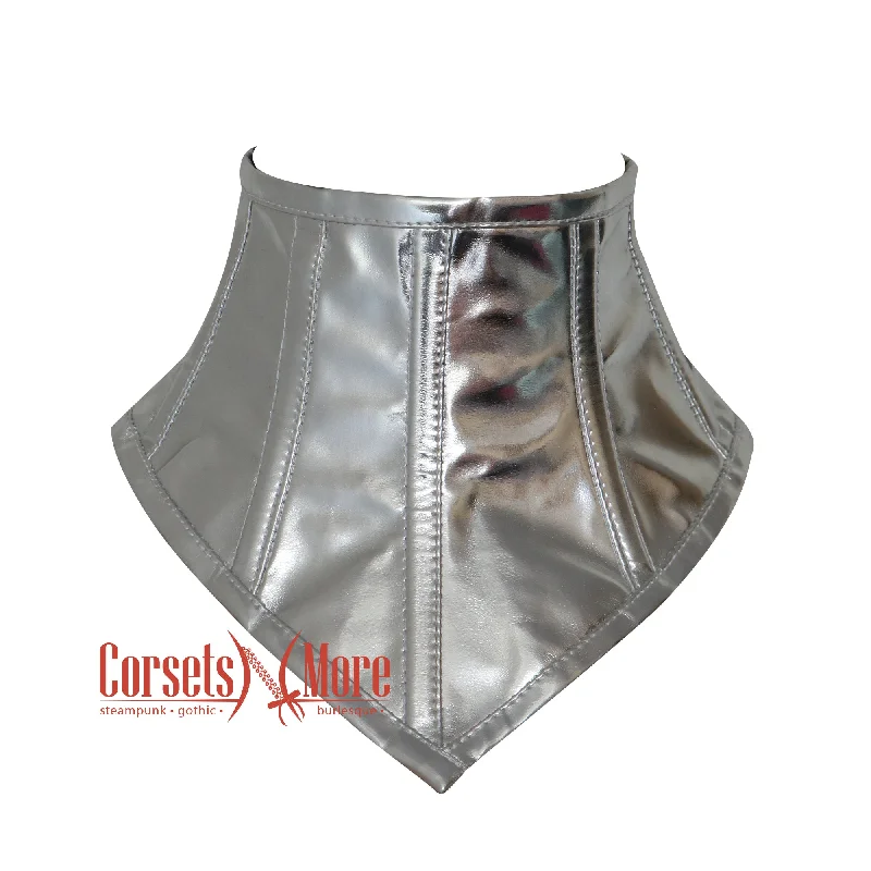 BDSM toy blindfold curves-Silver Leather Neck Lace Choker Collar Corset