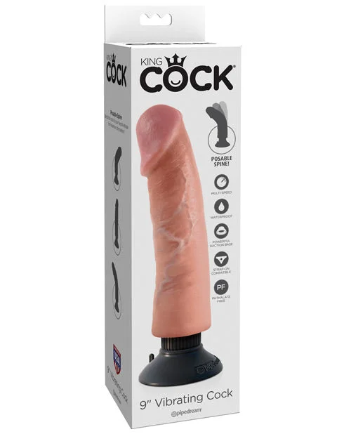 BDSM toy restraint practicalities-King Cock 9" Vibrating Cock - Flesh