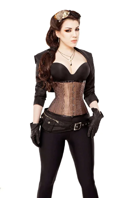 Corset for elegant shaping-Steampunk Brown Underbust Corset With Bolero & Belt