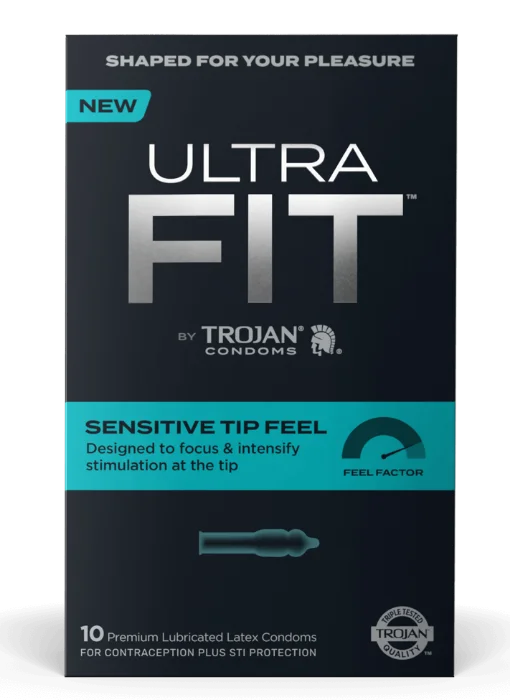 Sex toys for quiet playtime-Trojan ''Ultra Fit'' Sensitive Tip Condoms -3 Pack