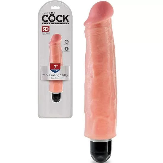 Vibrator rain proof-Pipedream King Cock 7 inch Vibrating Stiffy Flesh Realistic Vibrator