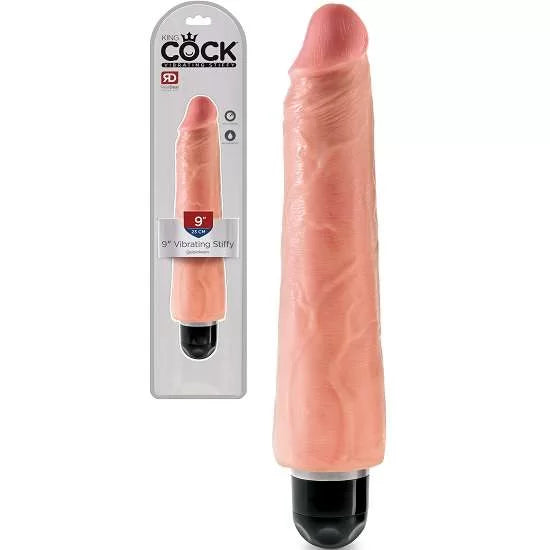 Vibrator short boost-Pipedream King Cock 9 inch Vibrating Stiffy Flesh Realistic Vibrator