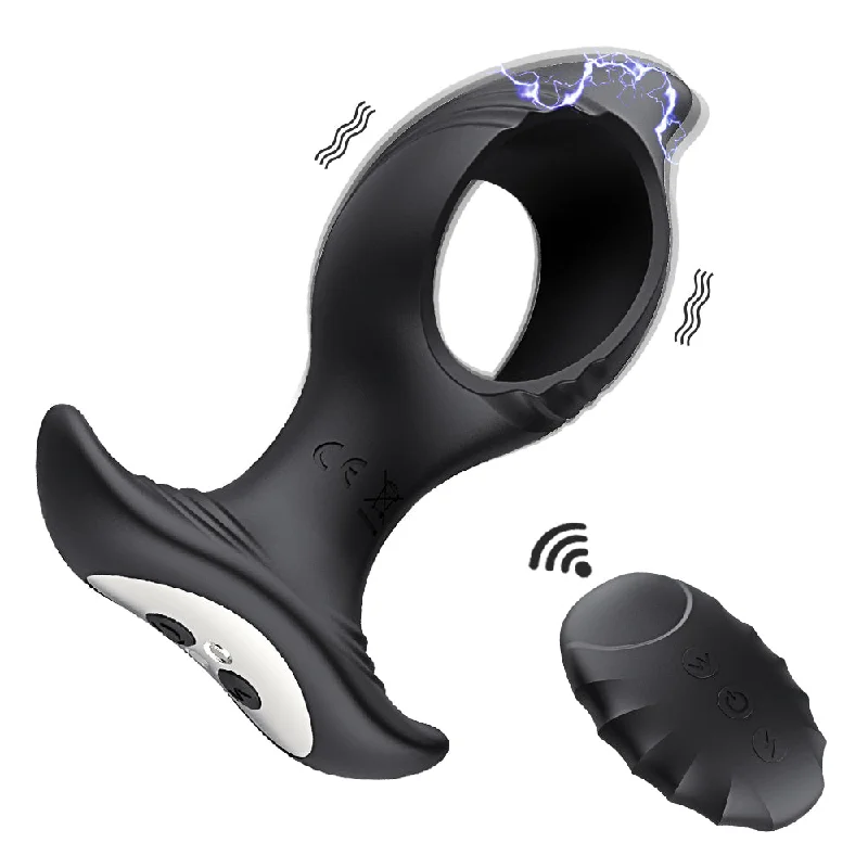 BDSM toy blindfold portabilities-Remote Control Hollow Vibration With Electric Shock Anal Plug