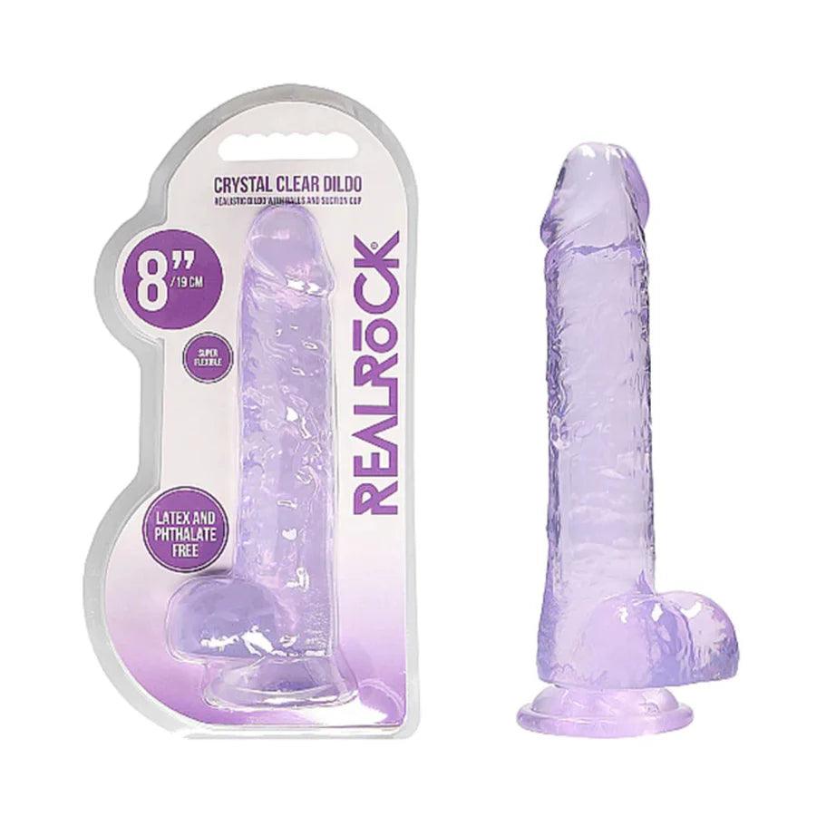 beefy-dildo-RealRock Crystal Clear Realistic 8 in. Dildo With Balls and Suction Cup