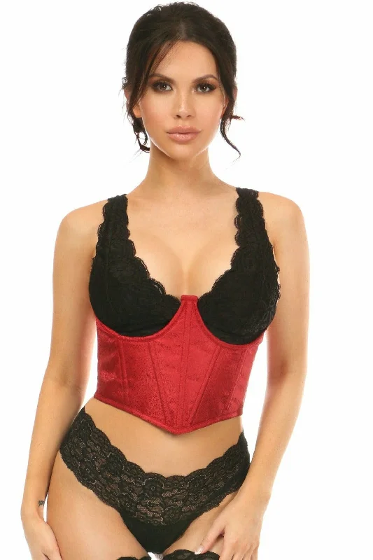 Sex toys for couple joy-Lavish Wine Brocade Open Cup Waist Cincher