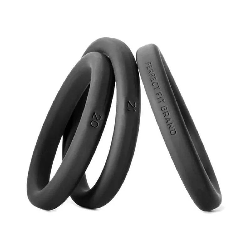 cock ring run-Perfect Fit Xact-fit Silicone Rings L-xl (#20, #21, #22) Black