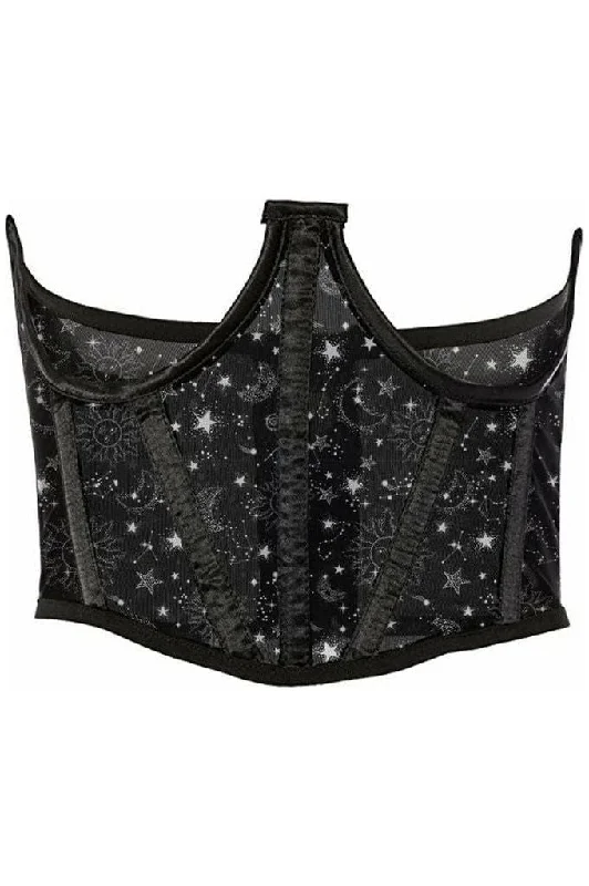 Sex toys with mild air-Lavish Celestial Mesh Open Cup Waist Cincher