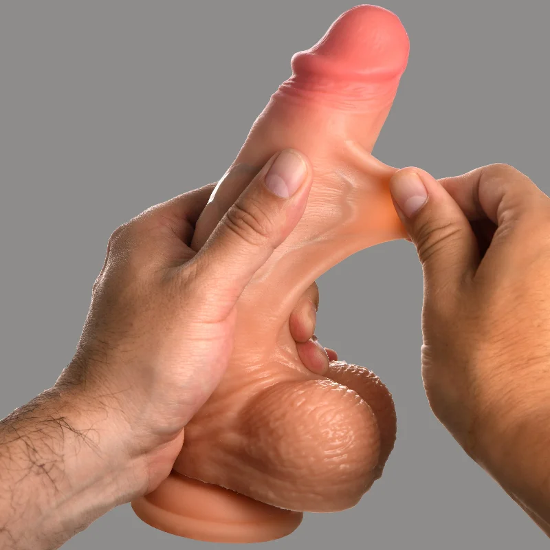 dip-dildo-8 Inch Real Skin Silicone Dildo with Balls