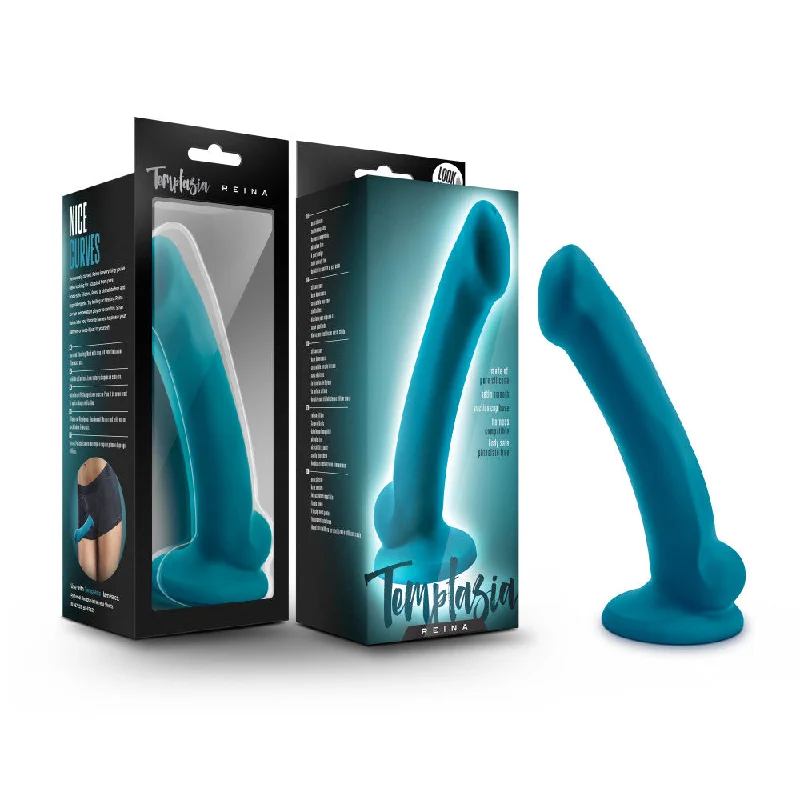 denim-dildo-Temptasia By Blush® | Reina Realistic G-Spot Teal 7-Inch Long Dildo With Balls & Suction Cup Base