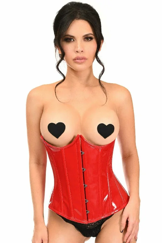 Vibrating toys for men-Lavish Red Patent PVC Underwire Underbust Corset