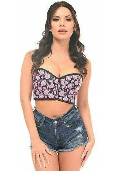 Rechargeable wave air toys-Lavish Pink Floral Underwire Short Bustier