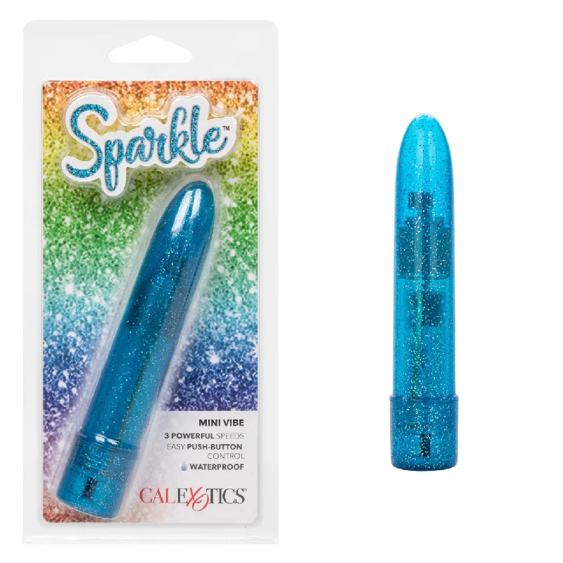 Vibrator silk weight-CaleXOtics SPARKLE Mini Vibe Blue Sparkling Glitter Battery Powered Vibrator