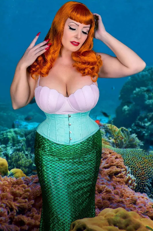 Corset with velvet inserts-The Little Mermaid In Mint Green Corset