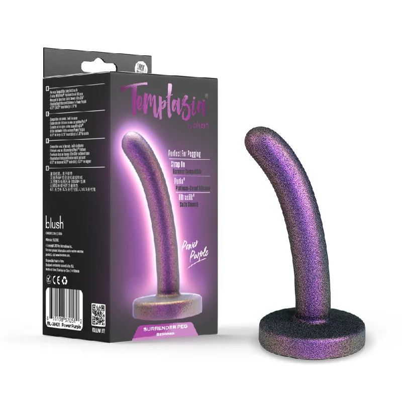 rocket-dildo-Temptasia By Blush®| Surrender 4.75 Inch Beginner Pegging Dildo - Harness & Strap On Compatible - Power Purple