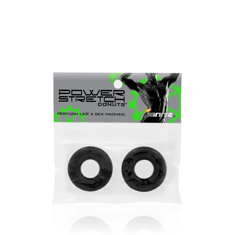 cock ring hold back-Si-95002 COCK RINGS - POWER STRETCH DONUTS 2 PACK (2 BLACK)