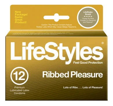 Vibrating rings with mild air-Lifestyles Ultra Ribbed Condoms - 12 Pack