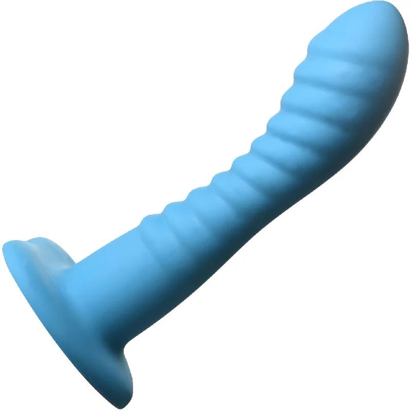 brisk-vibe-dildo-Simply Sweet Ribbed 7" Silicone G-Spot Suction Cup Dildo - Blue