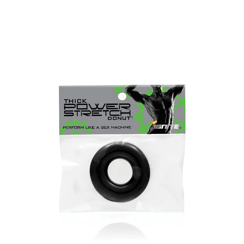 cock ring expand-Si-95110 COCK RING - THICK POWER STRETCH DONUT IN BAG (BLACK)