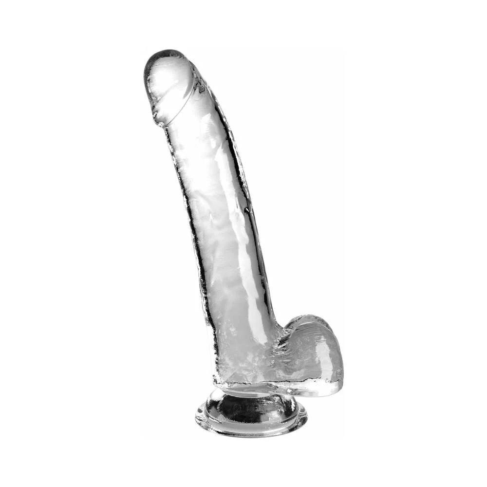 zebra-dildo-Pipedream King Cock Clear Dildo with Balls 9in