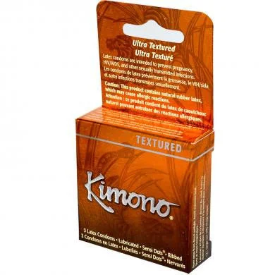 Sex toys with mild texture-Kimono Sensation Textured Condoms - 3 Pack