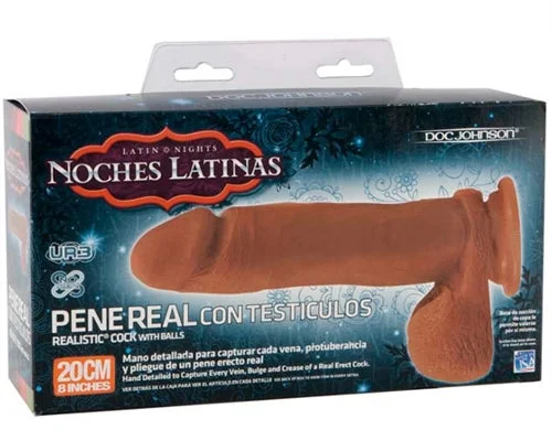 Vibrating rings with fine waves-Noches Latinas - Ultraskyn Pene Real Con Testiculos - 8 Inch