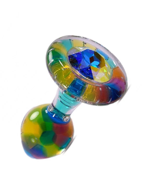 BDSM toy harness balances-Funfetti Butt Plug with Crystal Base, Aurora Borealis