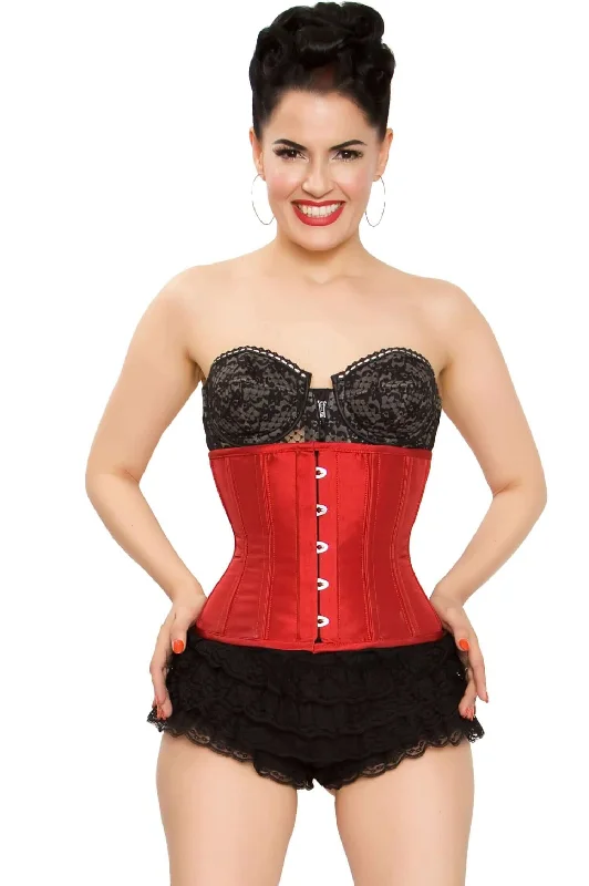 Corset dress in plush velvet-Playgirl Eve Steel Boned Tafetta Red Cincher Corset