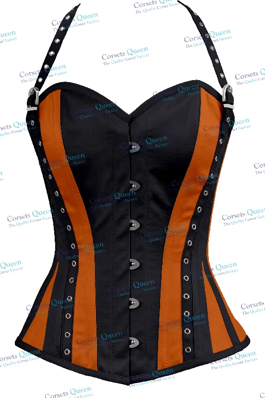 Corset with velvet cord-Willow Satin Overbust Corset With Strap