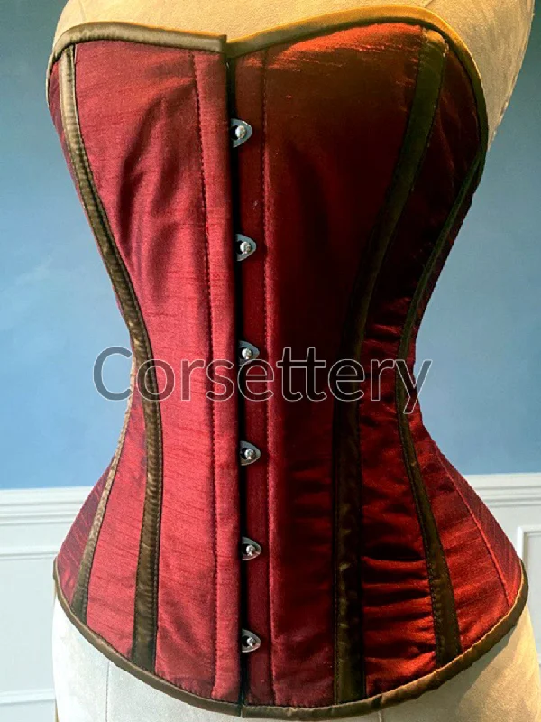 Corset for refined chic-Classic taffeta corset red and black. Steel-boned corset for tight lacing. Prom, gothic, steampunk Victorian corset.